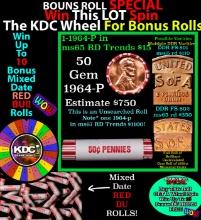 CRAZY Penny Wheel Buy THIS 1964-p solid Red BU Lincoln 1c roll & get 1-10 BU Red rolls FREE WOW