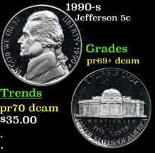 Proof 1990-s Jefferson Nickel 5c Grades GEM++ Proof Deep Cameo