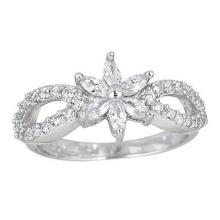 Decadence Sterling SIlver floral Pave Ring size 6