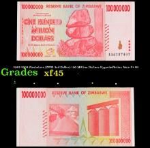 2007-2008 Zimbabwe (ZWR 3rd Dollar) 100 Million Dollars Hyperinflation Note P# 80 Grades xf+