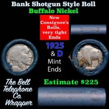 Buffalo Nickel Shotgun Roll in Old Bank Style 'Bell Telephone' Wrapper 1925 & d Mint Ends