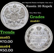 1916 Imperial Russia 20 Kopeks  Km: 22A.2 Grades Choice+ Unc
