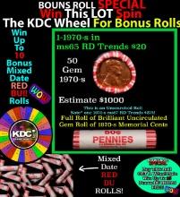 INSANITY The CRAZY Penny Wheel 1000s won so far, WIN this 1970-s BU RED roll get 1-10 FREE