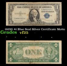 1935G $1 Blue Seal Silver Certificate Grades vf+ Motto
