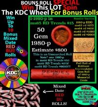 INSANITY The CRAZY Penny Wheel 1000s won so far, WIN this 1980-p BU RED roll get 1-10 FREE