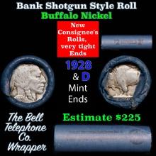 Buffalo Nickel Shotgun Roll in Old Bank Style 'Bell Telephone' Wrapper 1928 & d Mint Ends