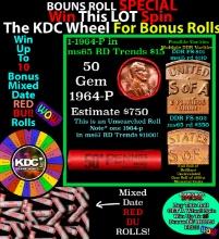 CRAZY Penny Wheel Buy THIS 1964-p solid Red BU Lincoln 1c roll & get 1-10 BU Red rolls FREE WOW