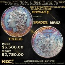 ***Auction Highlight*** 1897-o Morgan Dollar Steve Martin Collection Colorfully Toned $1 Graded Sele