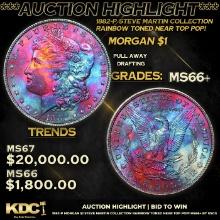 ***Auction Highlight*** 1882-p Morgan Dollar Steve Martin Collection Rainbow Toned Near Top Pop! $1