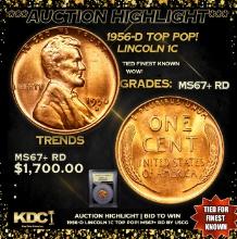 ***Auction Highlight*** 1956-d Lincoln Cent TOP POP! 1c Graded GEM++ RD By USCG (fc)