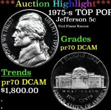 Proof ***Auction Highlight*** 1975-s Jefferson Nickel TOP POP! 5c Graded pr69 dcam BY SEGS (fc)