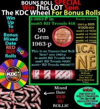 CRAZY Penny Wheel Buy THIS 1963-p solid Red BU Lincoln 1c roll & get 1-10 BU Red rolls FREE WOW
