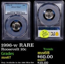 PCGS 1996-w Roosevelt Dime RARE 10c Graded ms67 By PCGS