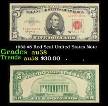 1963 $5 Red Seal United States Note Grades Choice AU/BU Slider