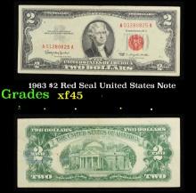 1963 $2 Red Seal United States Note Grades xf+