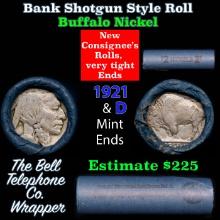 Buffalo Nickel Shotgun Roll in Old Bank Style 'Bell Telephone' Wrapper 1921 & d Mint Ends