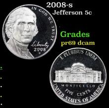Proof 2008-s Jefferson Nickel 5c Grades GEM++ Proof Deep Cameo