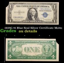 1935G $1 Blue Seal Silver Certificate Grades AU Details Motto