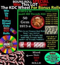 CRAZY Penny Wheel Buy THIS 1973-s solid Red BU Lincoln 1c roll & get 1-10 BU Red rolls FREE WOW