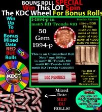 CRAZY Penny Wheel Buy THIS 1994-p solid Red BU Lincoln 1c roll & get 1-10 BU Red rolls FREE WOW