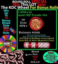 CRAZY Penny Wheel Buy THIS 1974-s solid Red BU Lincoln 1c roll & get 1-10 BU Red rolls FREE WOW