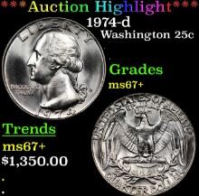 ***Auction Highlight*** 1974-d Washington Quarter 25c Graded ms67+ BY SEGS (fc)