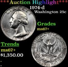 ***Auction Highlight*** 1974-d Washington Quarter 25c Graded ms67+ BY SEGS (fc)