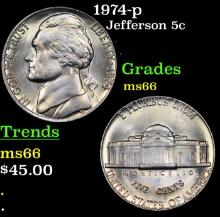 1974-p Jefferson Nickel 5c Grades GEM+ Unc