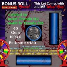1-5 FREE BU Nickel rolls with win of this 1993-d SOLID BU Jefferson 5c roll incredibly FUN wheel