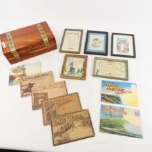 Vintage Pictures & postcards in wood box