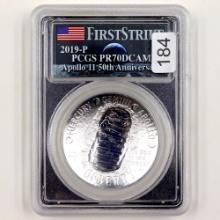 Certified 2019-P U.S. Apollo 11 50th Anniversary commemorative silver dollar