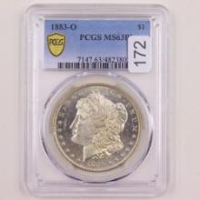 Certified 1883-O U.S. Morgan silver dollar