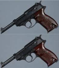 Two World War II German P.38 Semi-Automatic Pistols