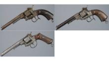 Three Belgian E. Lefaucheux Pinfire Revolvers