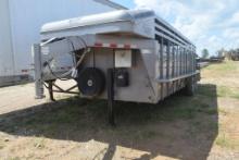 24FT GN STOCK TRAILER NO TITLE HYD JACKS AND CLEATED RUBBER FLOOR