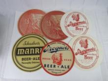 Lot (6) Antique Paper Beer Signs- Iroquois & Manru