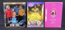 Lot (3) Barbie Dolls NIB- Star Trek, Gibson Girl, Belle