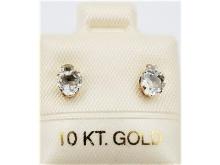 10KT Yellow Gold Natural Aquamarine (0.44ct) and CZ (0.12ct) Earring, W/A $335.00.