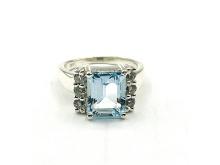 Sterling Silver Natural Blue Topaz Ring, Size 6.5, Retail $350.00.