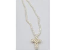 16" Freshwater Pearl Cross Necklace 2.5mm, W/A $955.00.