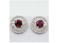 Sterling Silver Natural Enhanced Ruby (2.24ct) and CZ (2.42ct) Earring