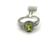 Sterling Silver Natural Peridot  Ring, Size 7, Retail $350.00. Peridot is the birthstone for August.
