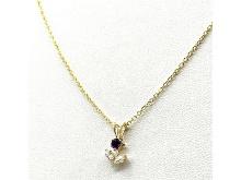 10KT Yellow Gold Natural Amethysts (0.15ct) and CZ (0.22ct) Pendant