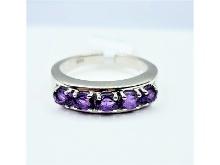 Sterling Silver Natural Amethysts Ring, Size 7, Retail $350.00.