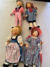 Vintage Baitz dolls with tags. 4 pieces
