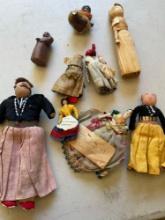 Vintage assorted dolls and figurines. 9 dolls