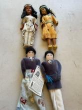 Vintage dolls. 2 of the dolls head is detached see pic. 4 dolls