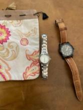Fossil & Timex woman's watches & jewelry bag