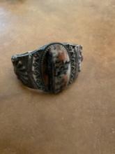 Vintage petrified wood & sterling cuff