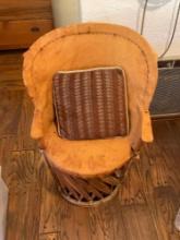 Vintage, leather Equipale barrel back chair. 37"T x 22.5"W